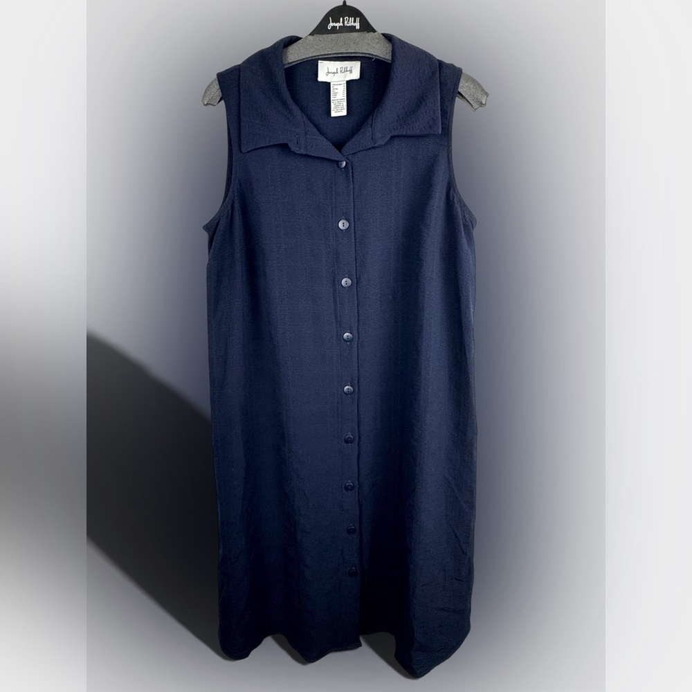 Joesph Ribkoff Sleeveless Shirt Blue Dress Textured Size 10 Pockets Stretch